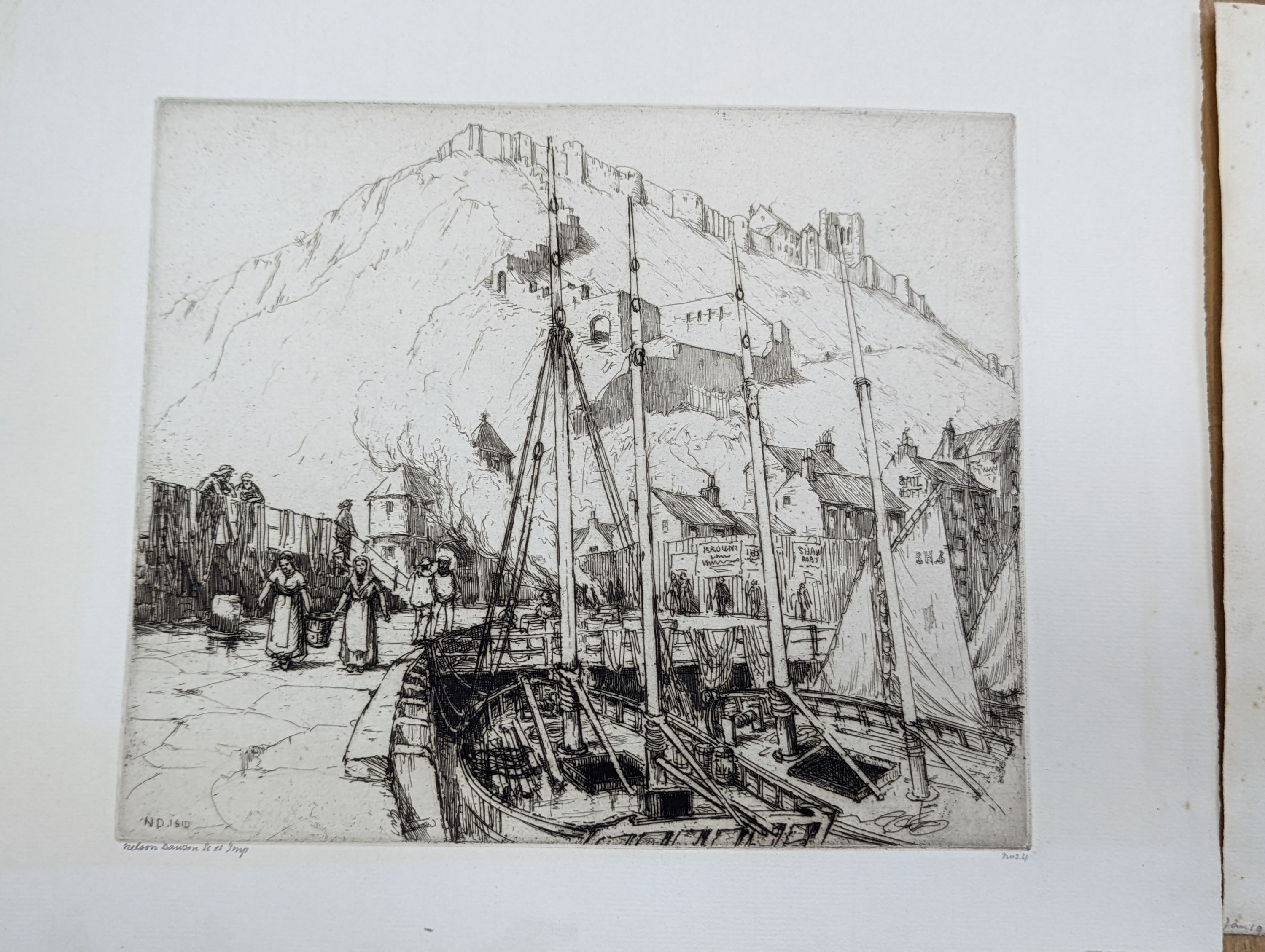 Nelson Dawson (1859-1941) eight unframed etchings